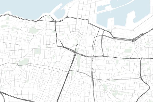 Street map of Beirut, Lebanon.