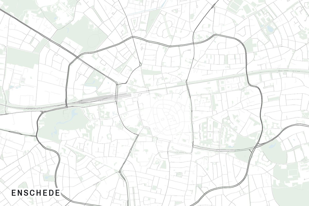 Street map of Enschede, Netherlands.