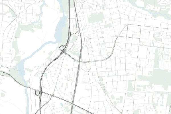 Street map of Erlangen, Germany.