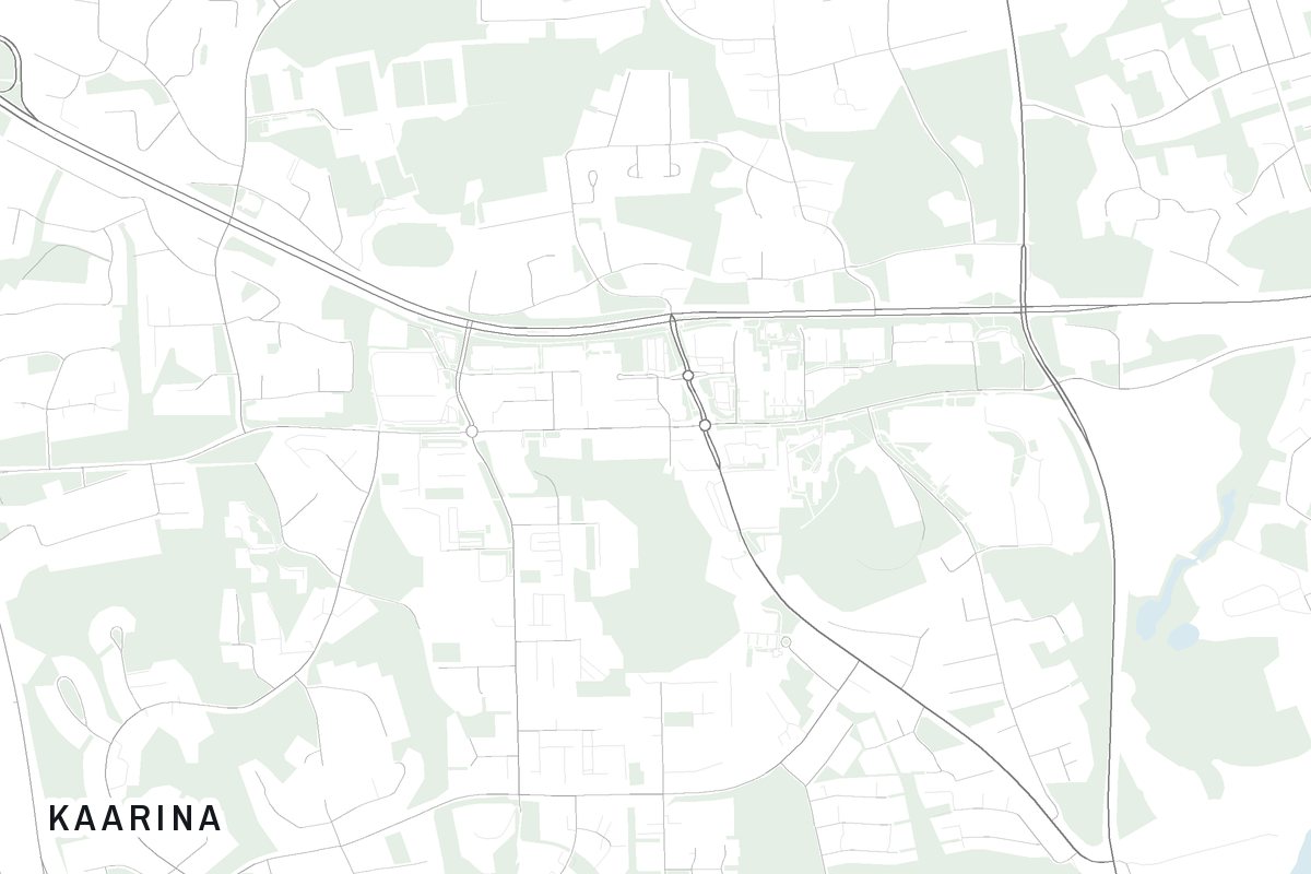 Street map of Kaarina, Finland.