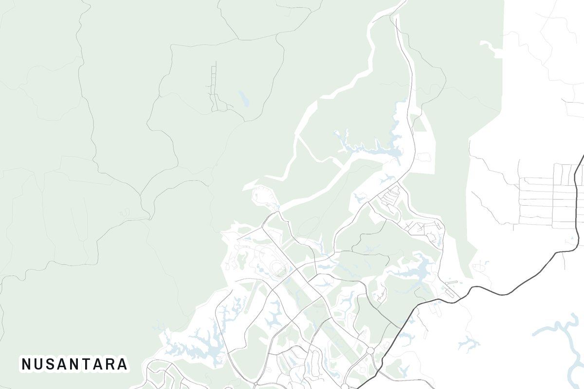 Street map of Nusantara, Indonesia.
