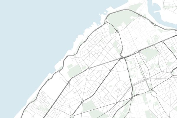 Street map of Rabat, Morocco.