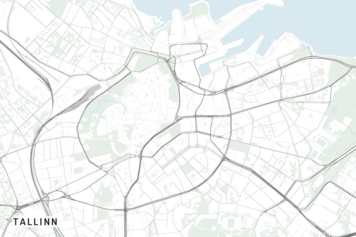 Street map of Tallinn, Estonia.