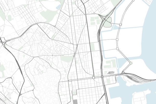 Street map of Tunis, Tunisia.
