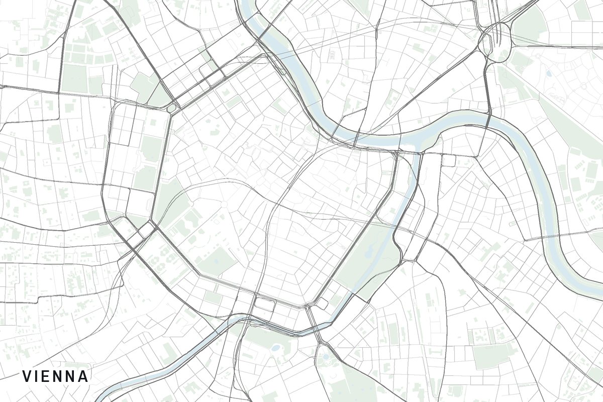 Street map of Vienna, Austria.