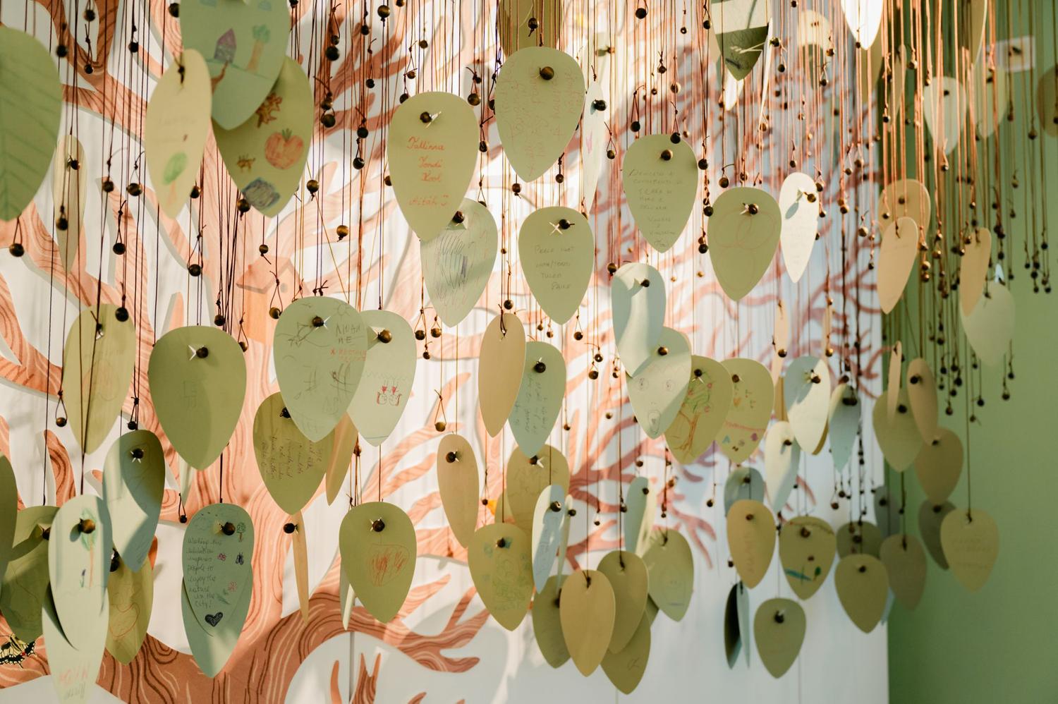 notes written on paper in the form of leaves