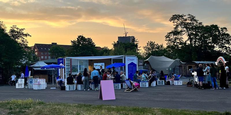 A sunset on a public space