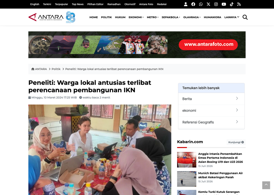 Peneliti: Warga lokal antusias terlibat perencanaan pembangunan IKN