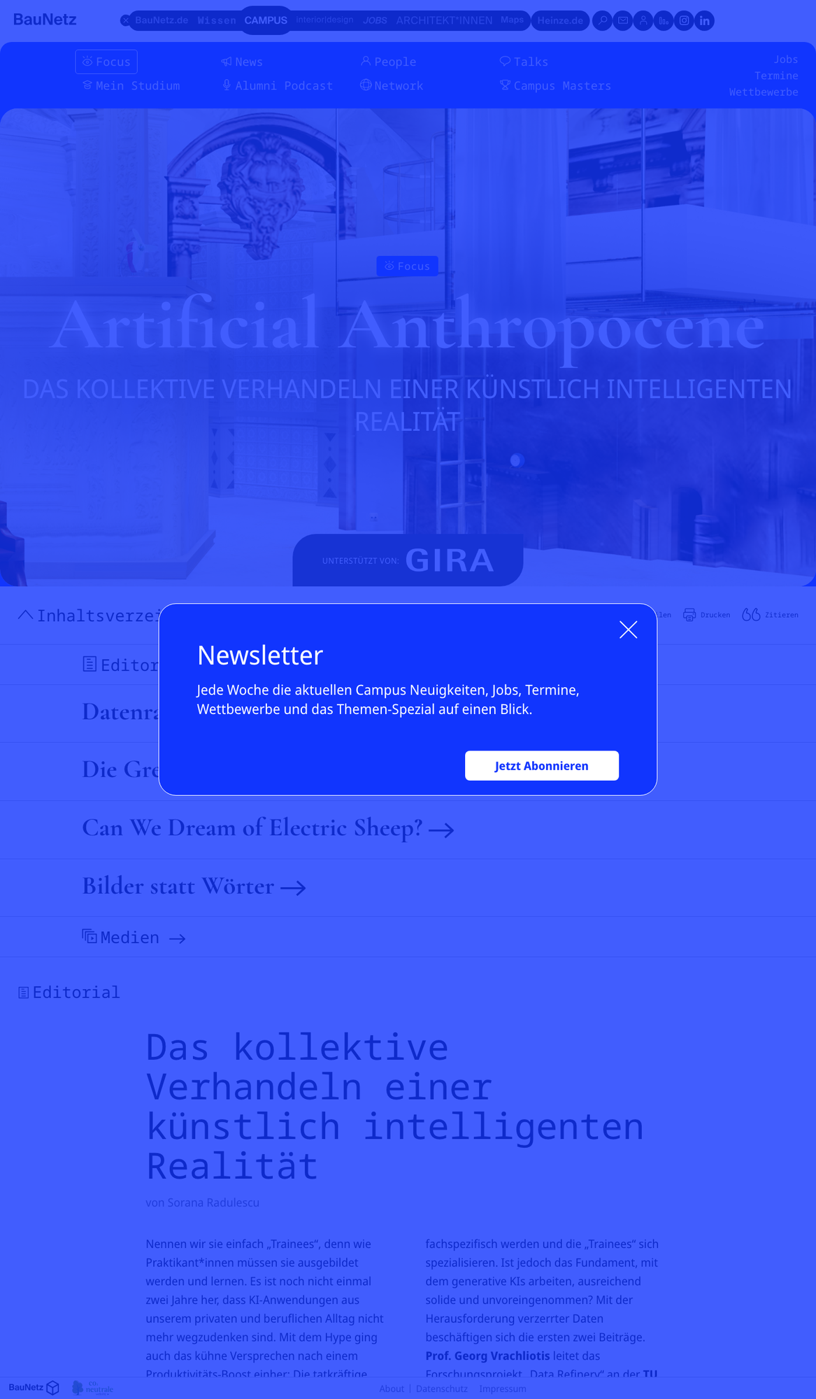 BauNetz Campus — Artificial Anthropocene