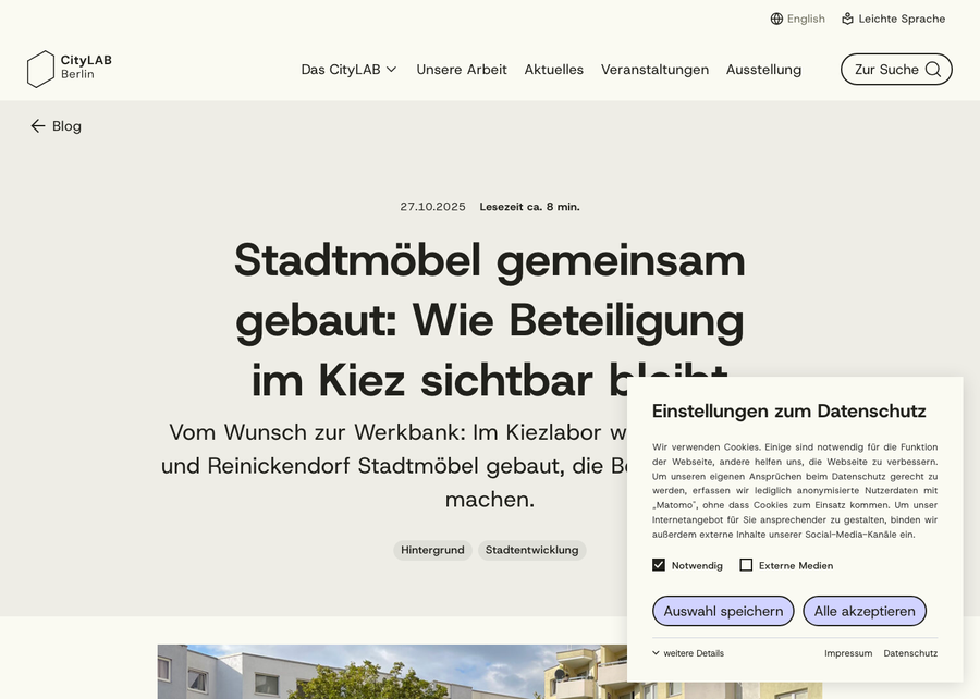 Stadtmöbel gemeinsam gebaut: Wie Beteiligung im Kiez sichtbar bleibt