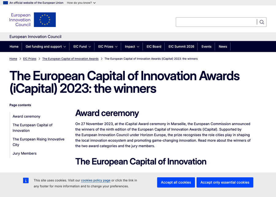 European Capital of Innovation Awards (iCapital) 2023