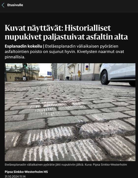 News: historic cobblestones revealed as the asphalt is removed again