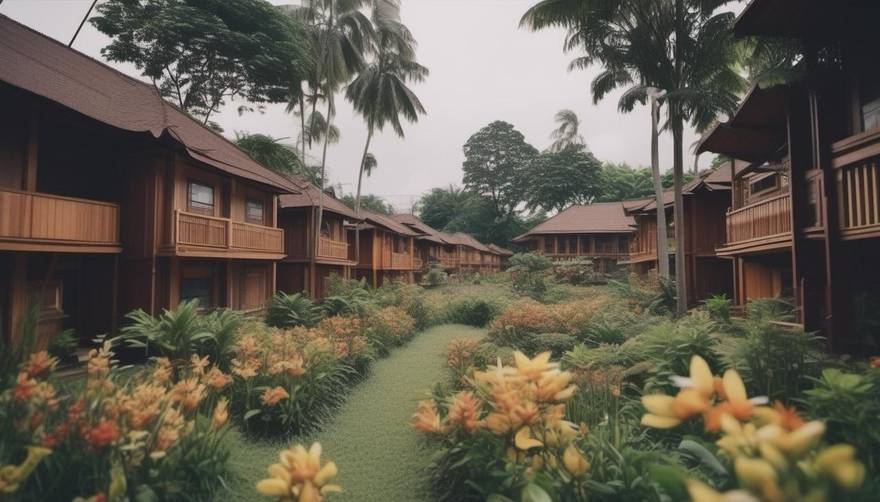 AI scenario of a green low-rise neighbourhood for Nusantara, Indonesia
