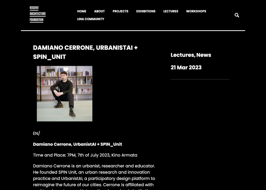 Kosovo Architecture Foundation — Cerrone lecture + workshop