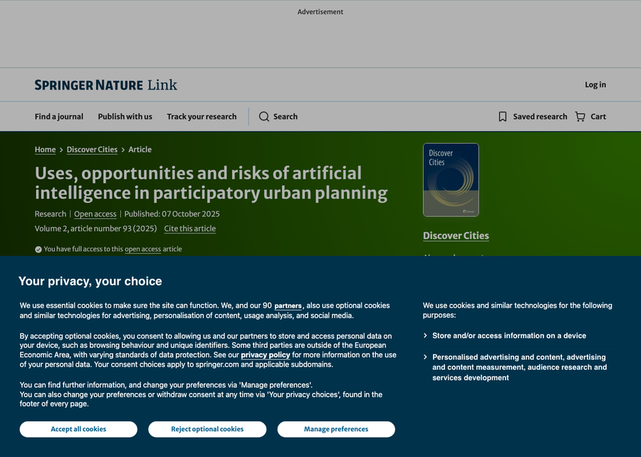 Uses, opportunities and risks of artificial intelligence in participatory urban planning