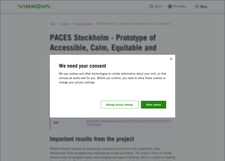 Vinnova — PACES Stockholm